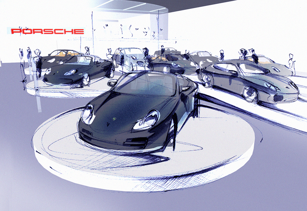 Porsche - Entwurf für ein Ausstellungssystem Detail