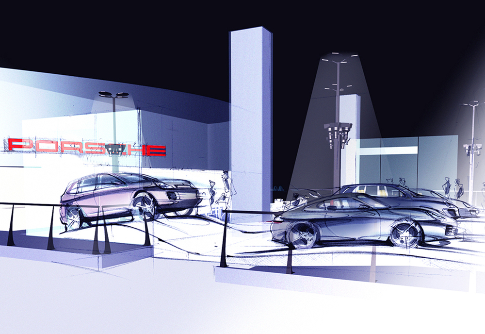 Porsche - Entwurf für ein Ausstellungssystem Übersicht